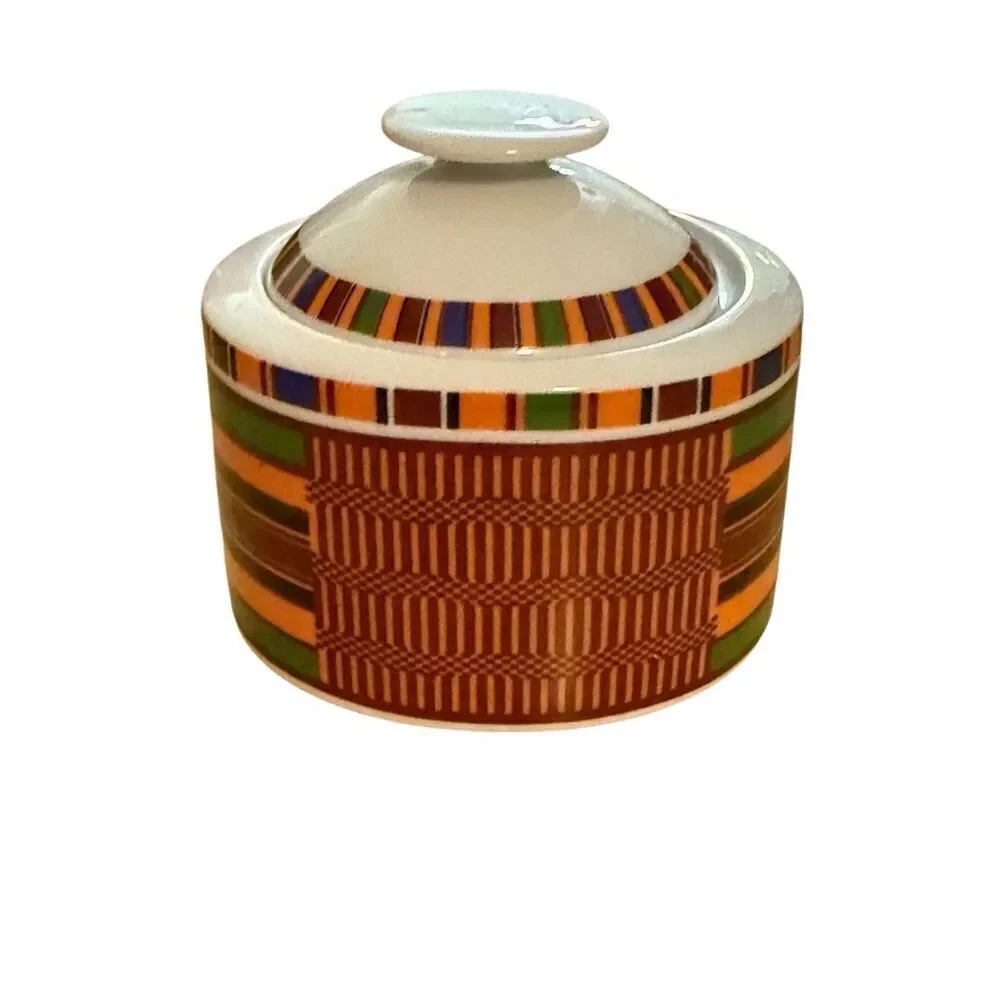 Royal Porcelain made for Struggleman Inc Aztec Stripe Sugar‎ Bowl with Lid